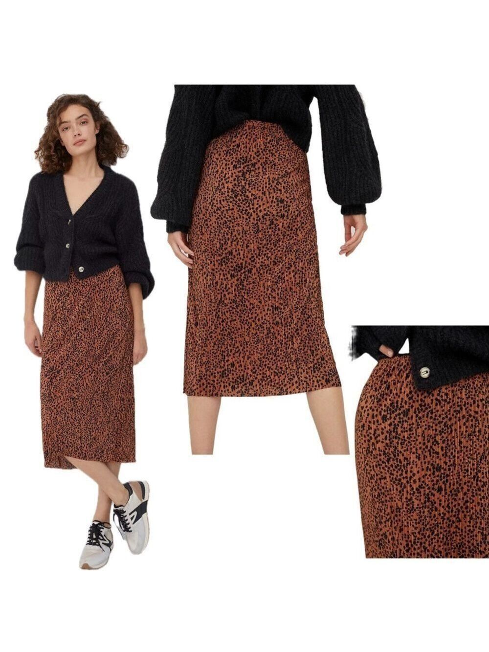 Anthropologie Maeve Cheetah leopard Mazie pleated midi skirt Sz S NWOT